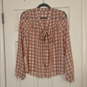 Women's Plaid Blouse in Beige by Express